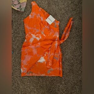 Orange Floral Wrap Dress brand reverse